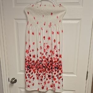Strapless Floral Midi Dress
